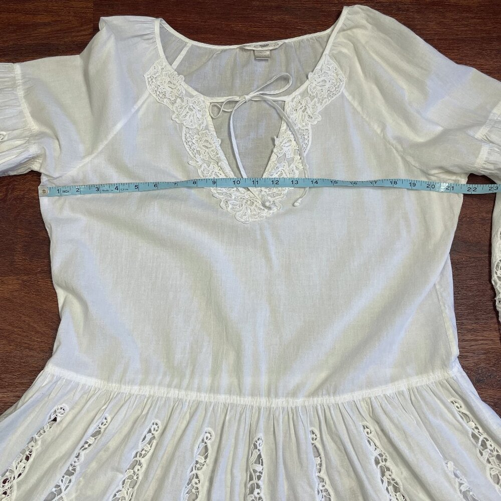 Boston Proper Top Tunic Medium White Lace Bell Sleeves Cottagecore Feminine - Picture 8 of 16